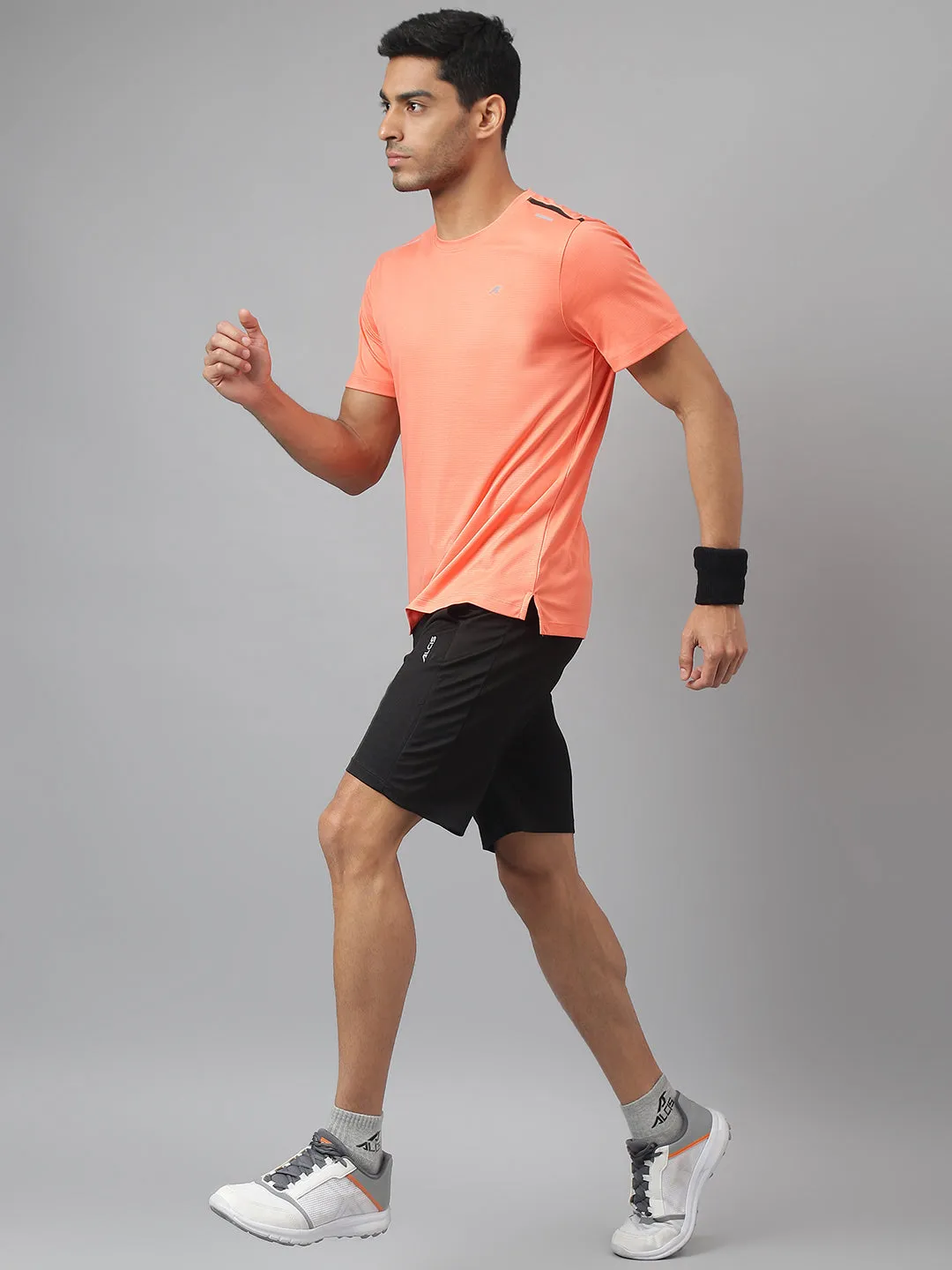 Alcis Men Orange Drytech  Anti-Static Slim-Fit Round Neck Running T-Shirt Morning Walk