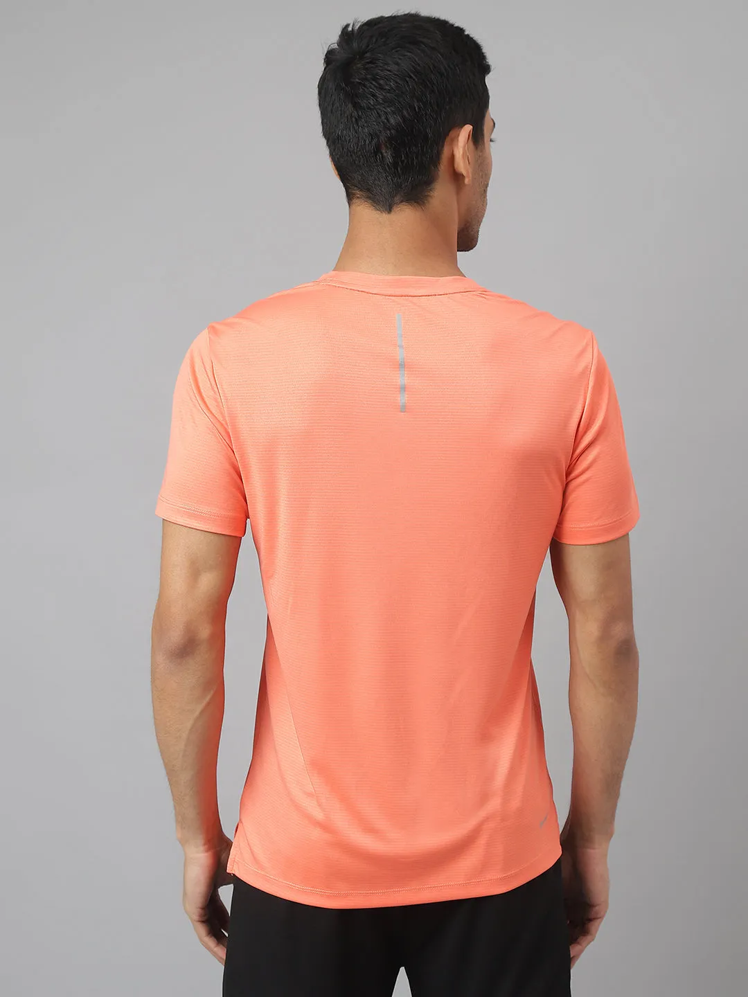 Alcis Men Orange Drytech  Anti-Static Slim-Fit Round Neck Running T-Shirt Epic Core