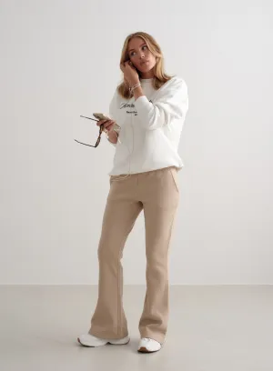 Beige Flare Sweatpants Mesh Lined