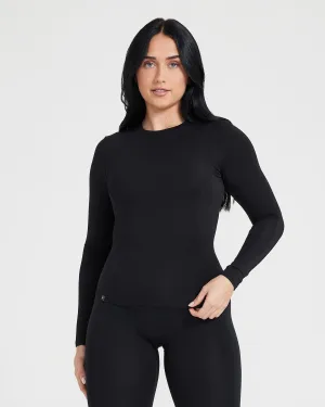 Calm Core Elastic cuffs Durable BarTack Stitching Mellow? Soft Long Sleeve Top | Black