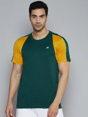 ShrinkResistant Alcis Men Green Solid Slim Fit T-shirt