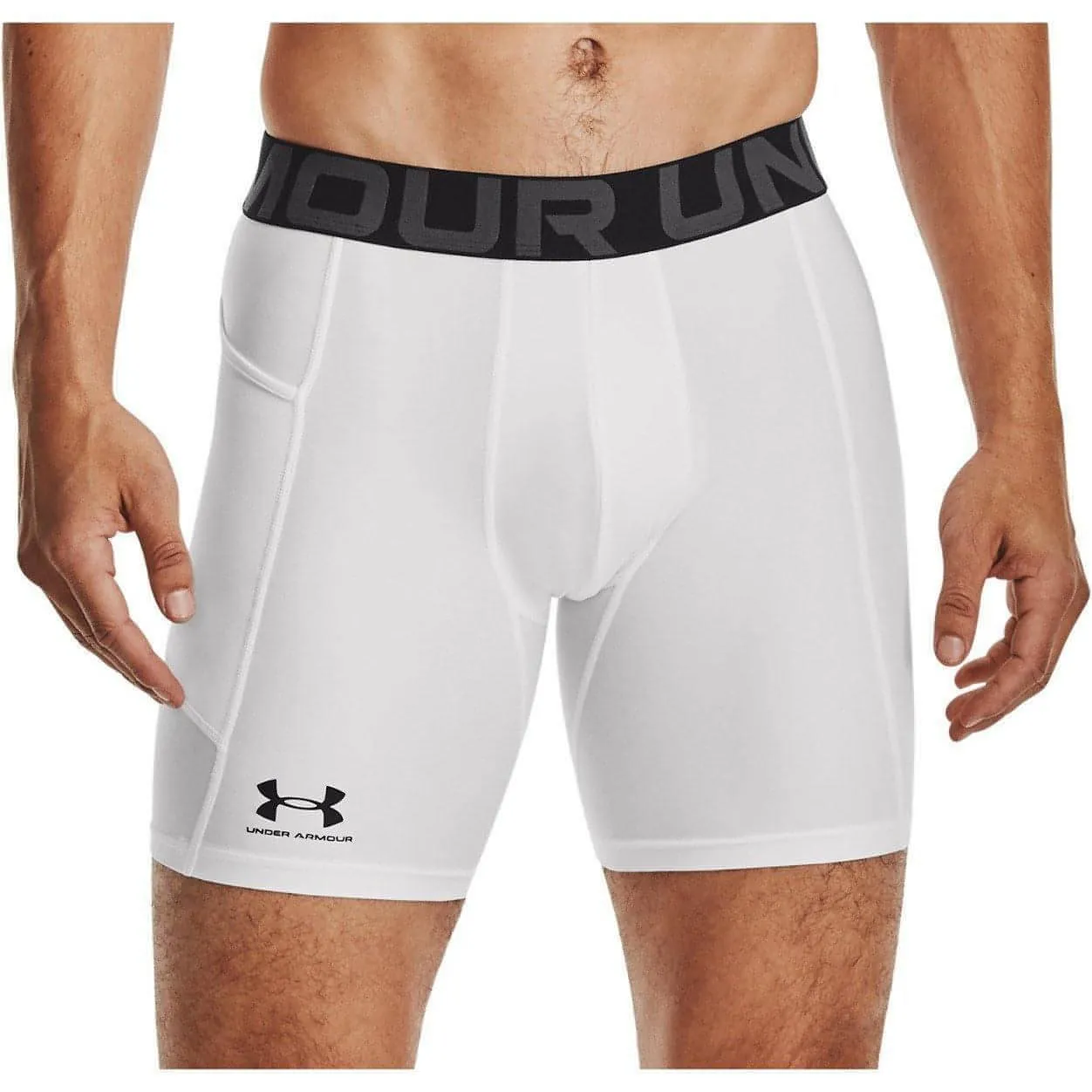 Under Armour HeatGear Mens Short Compression Tights - White Simple Vibe