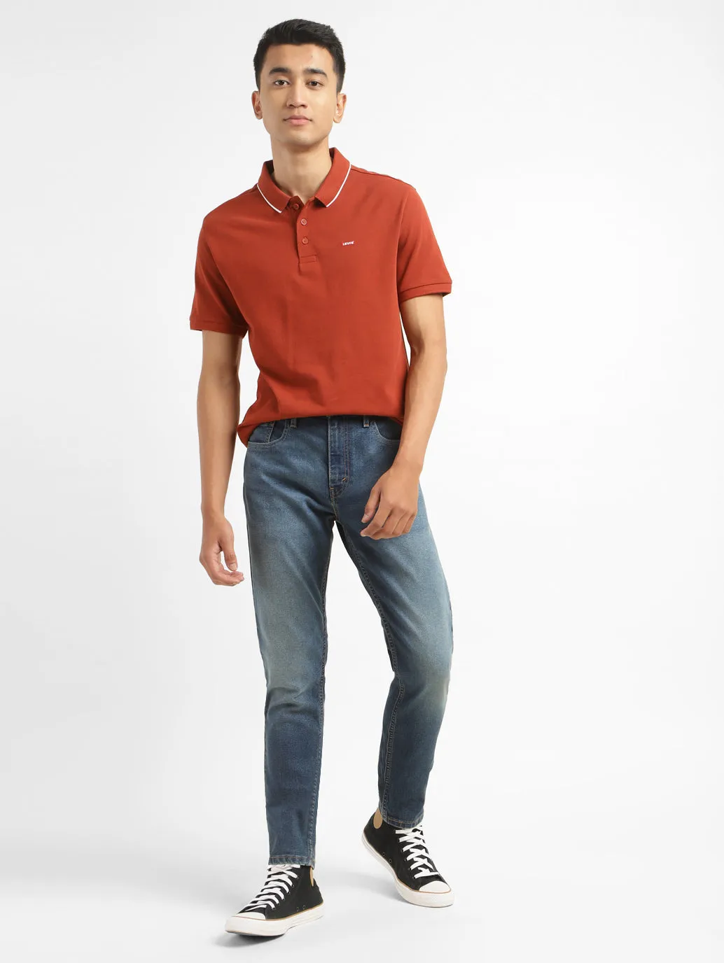 Men's 512 Blue Slim Tapered Fit Mid Rise Jeans Selvedge Detailing Holiday Vibes Athlete Fit
