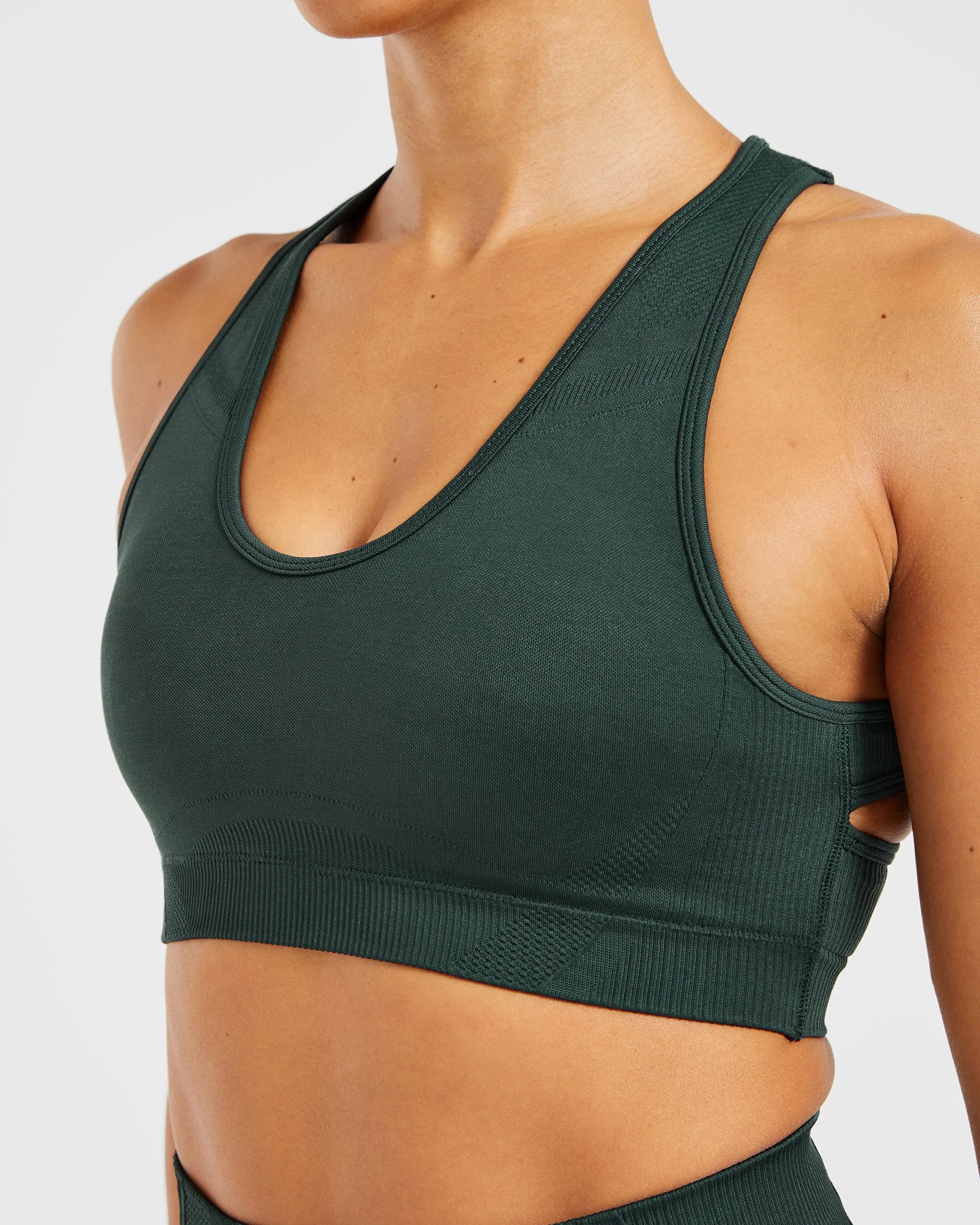 Hiking groups Crease-resistant seams Balance V3 Seamless Sports Bra - Dark Green