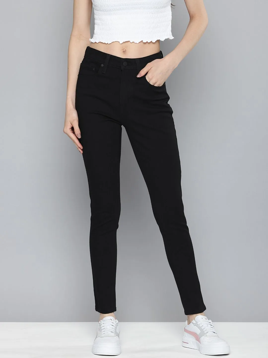 Women's 721 Black Skinny Fit High Rise Jeans Work Outfit
