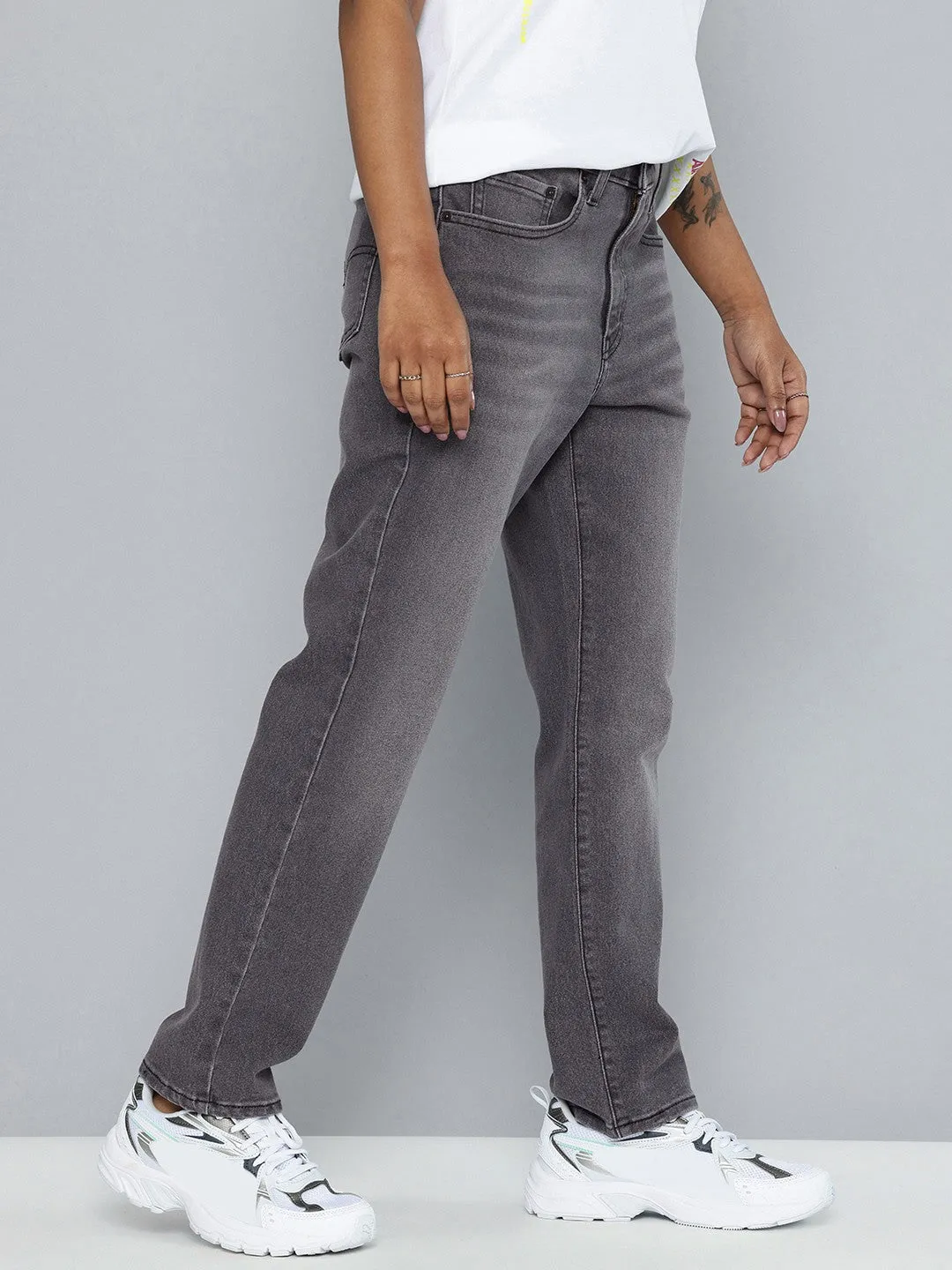 Modern Shopping Day No Gap Waist Engineering Women's 724 Black Straight Fit High Rise Jeans