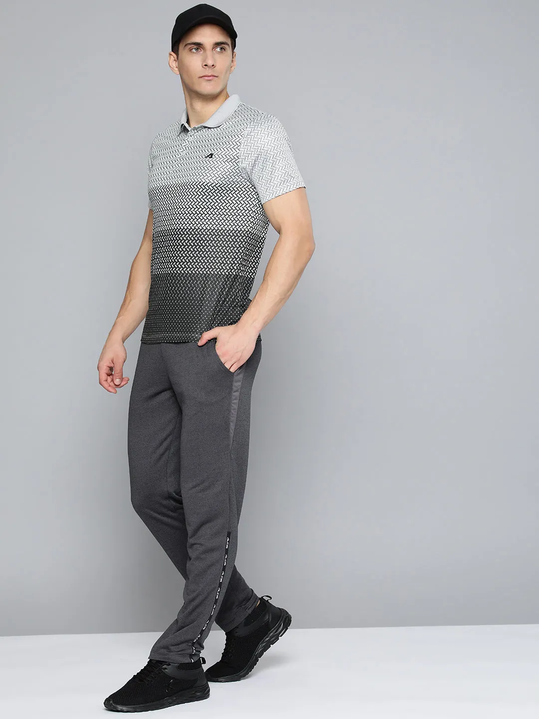 Alcis Men Charcoal Grey Solid Track Pants Soft Touch Material anti static