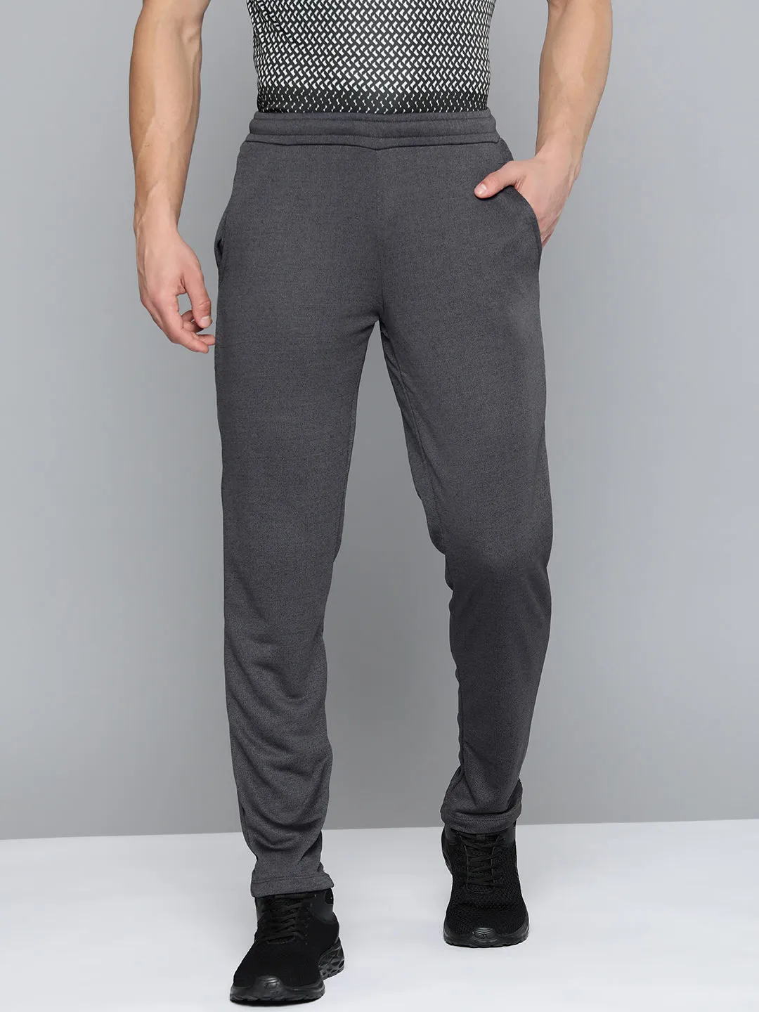 Alcis Men Charcoal Grey Solid Track Pants Breathable Weave Fabric Timeless Look