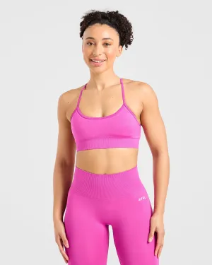 Empower Seamless Sports Bra - Magenta Coverstitch seams Satin