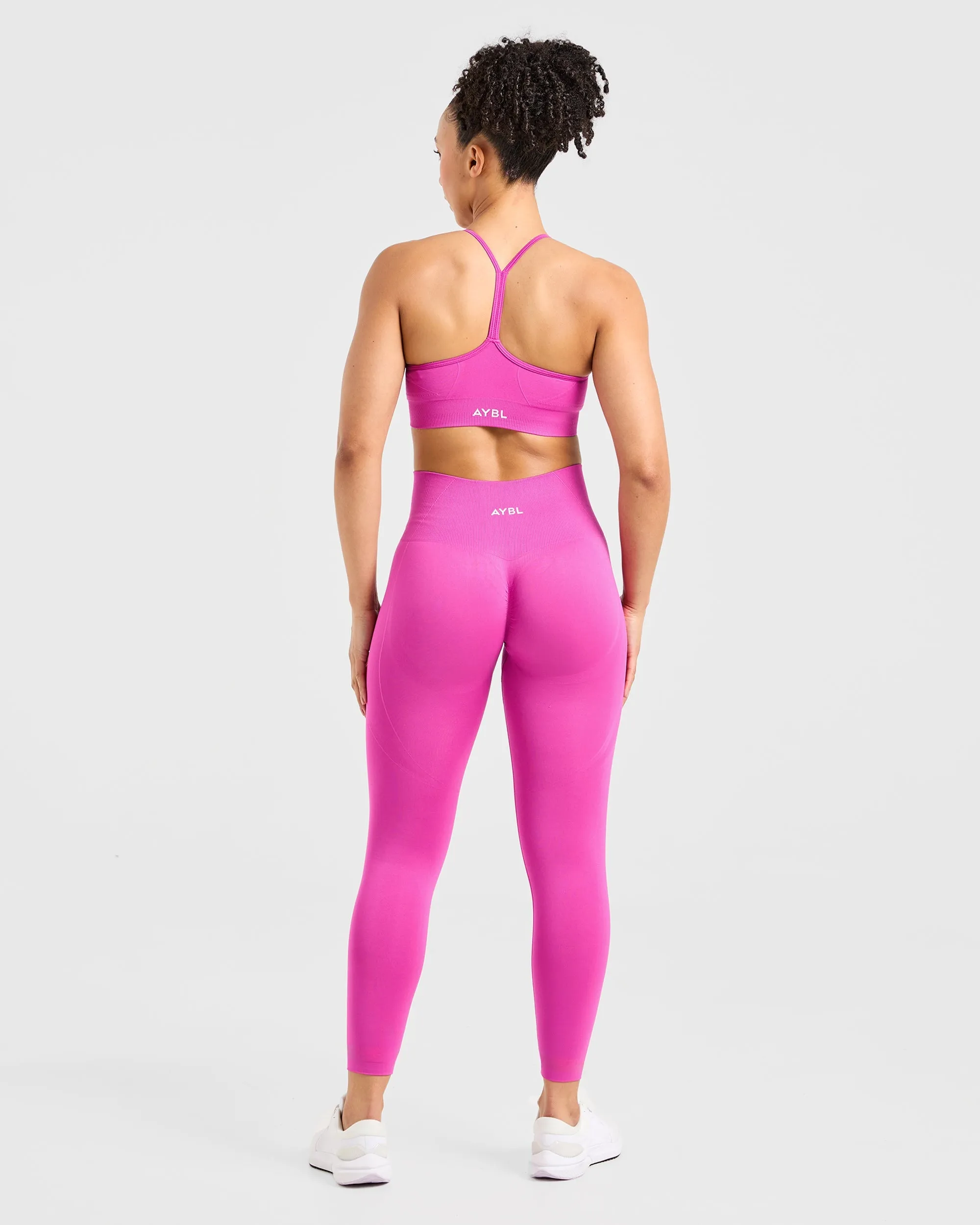 Breathable Band Wide Underband Support Empower Seamless Sports Bra - Magenta