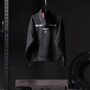 0874. Tech-Terry? Zip Pocket Hoodie - Black "RP Wings Stack" Style Feel