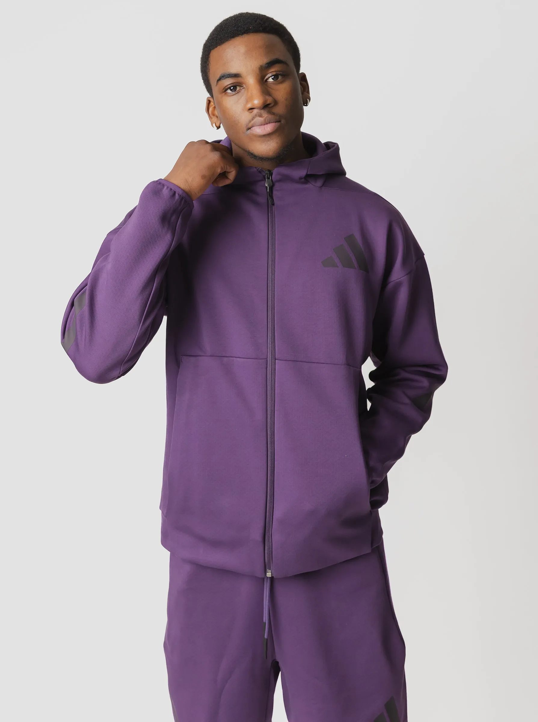 Ventilated Panels Ribbed Hem Details Z.N.E. Full Zip