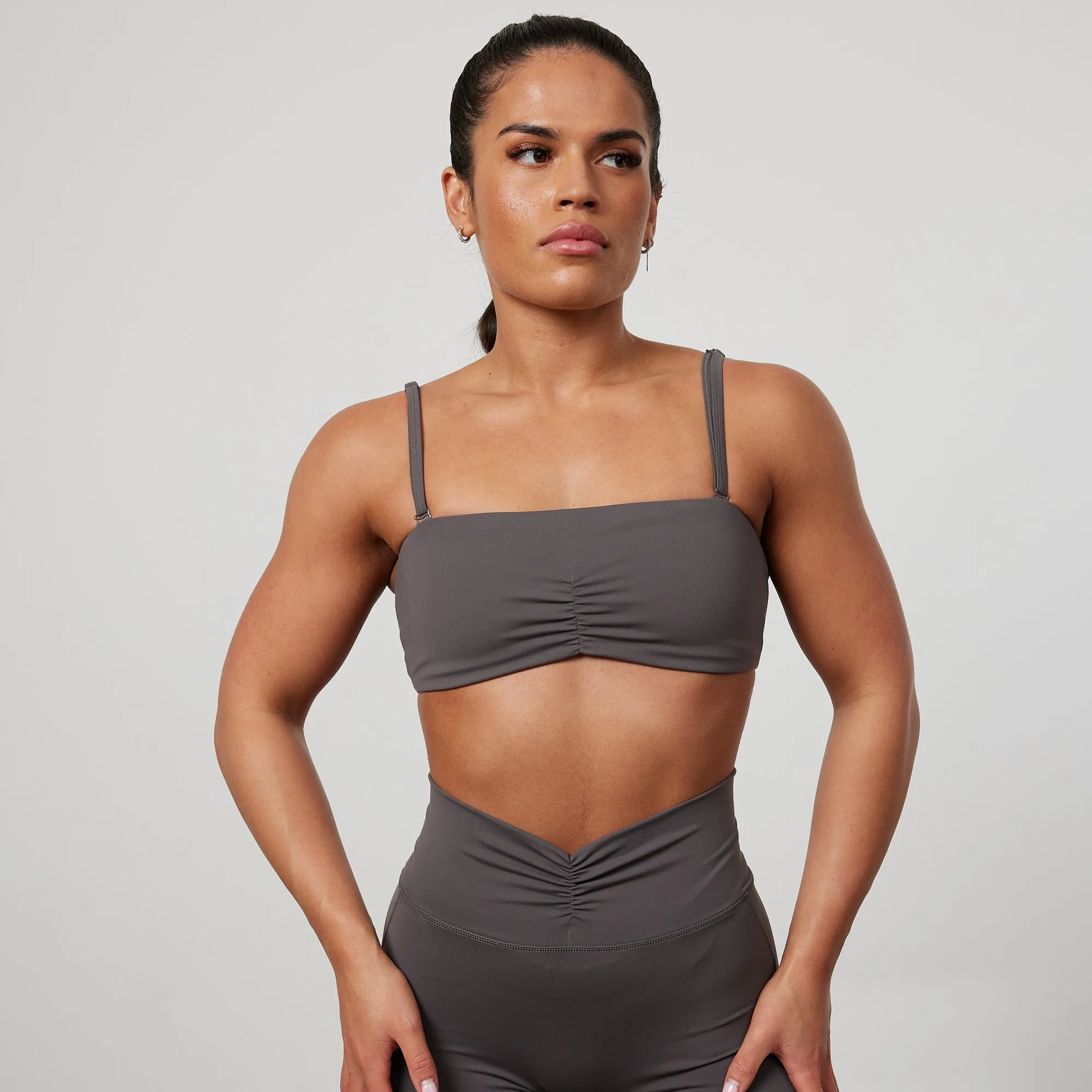 Adaptive Compression Breathable Lining Vanquish Enhance Graphite Grey Bandeau Bra
