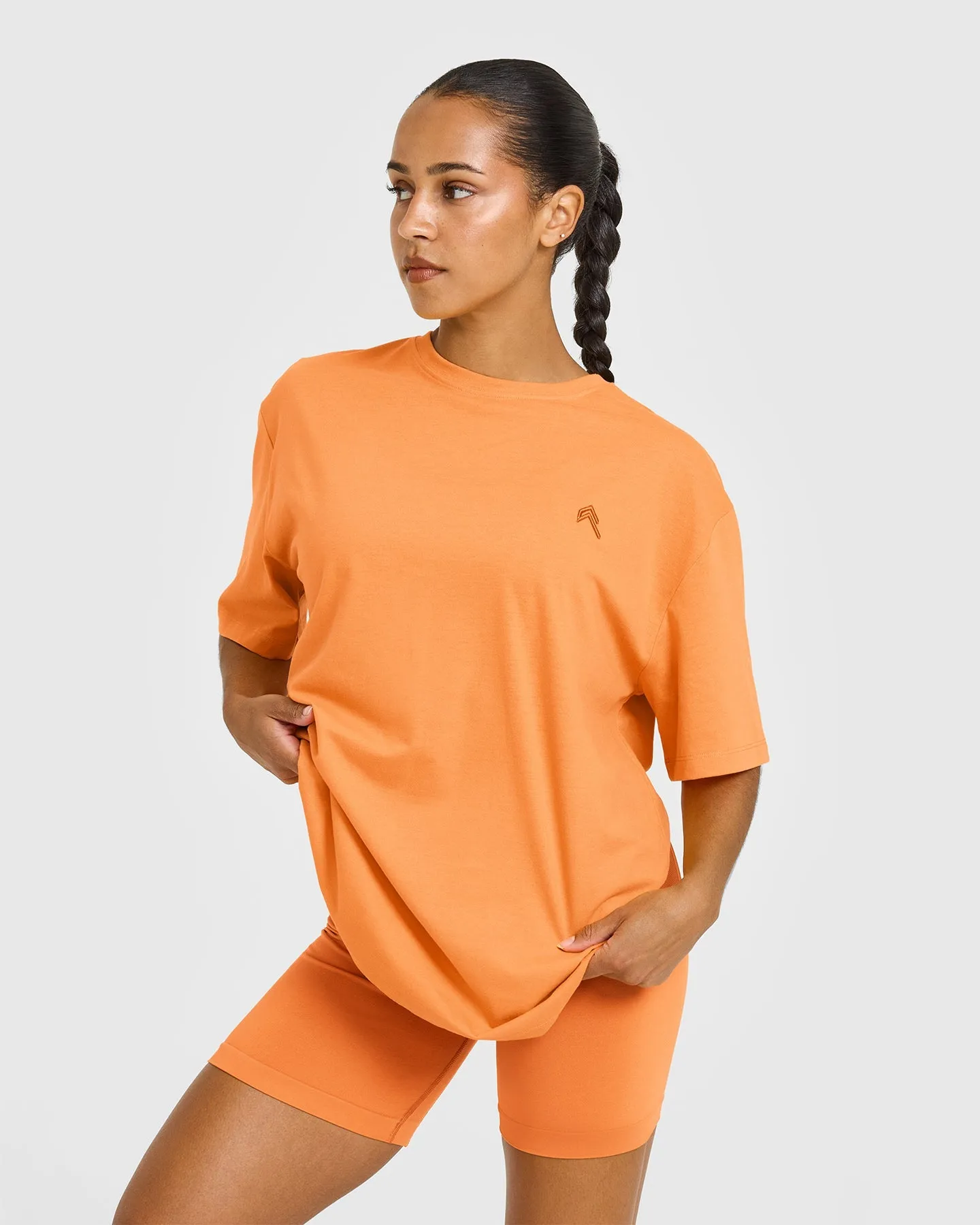 DoubleLayered Fabric Icon Glow Classic Oversized Lightweight T-Shirt | Apricot Orange RuptureResistantStitching