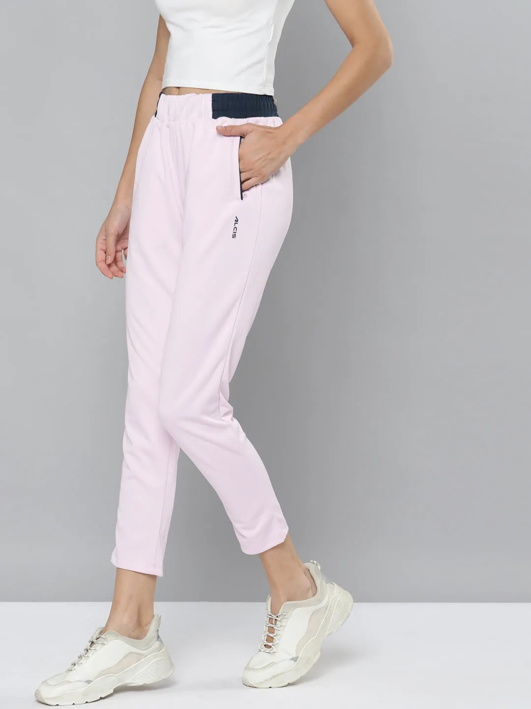Alcis Women Lilac Solid Slim Fit Track Pants stain resistant coating