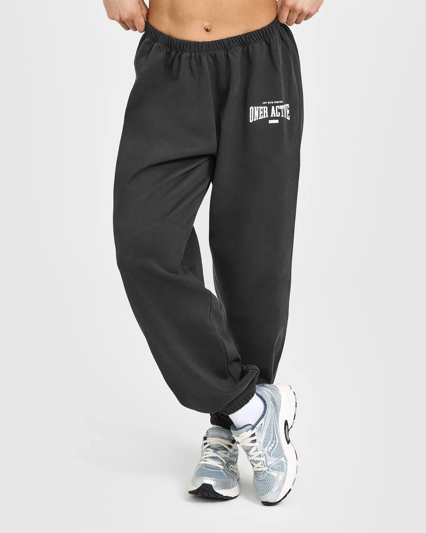 All Day Fit Daywear Lightweight Joggers With Athletic Graphic | Soft Black Flexible Gusset