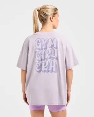 Anti Slip Waistband Multi Layer Lamination Gym Girl Era Oversized T Shirt - Purple