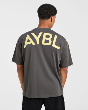 Essential Oversized T Shirt - Charcoal/Butter Flexible Collar Soft and Light
