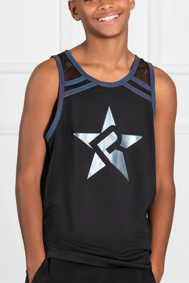 Unisex Tank in Black Reflective MoistureControl Lining
