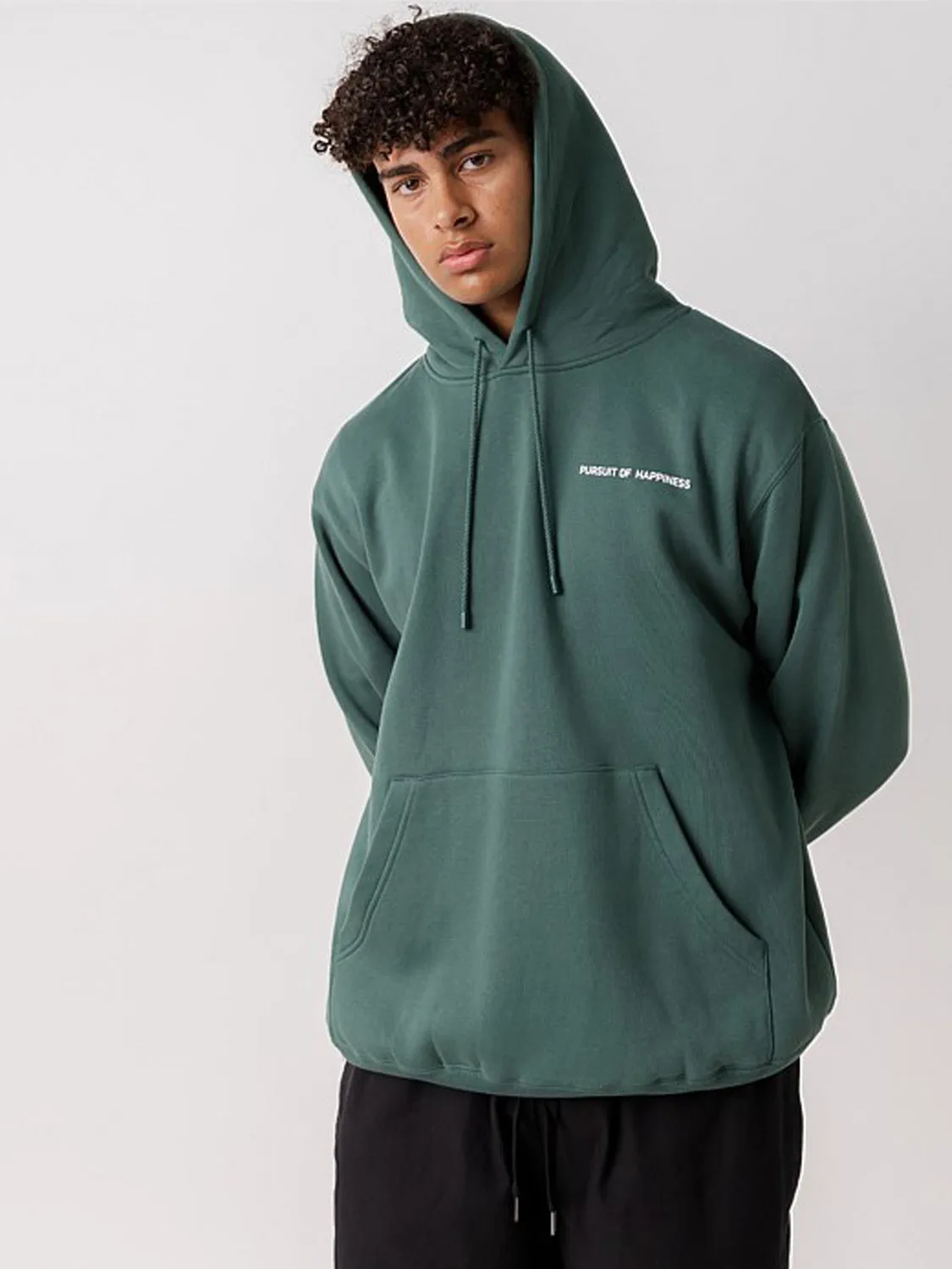 Retro Style Eco Certified Cotton Blend Simple Logo Heavyweight Pullover in Stadium Green