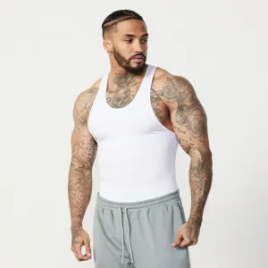professional users Vanquish Essential White Ribbed Fitted Tank
