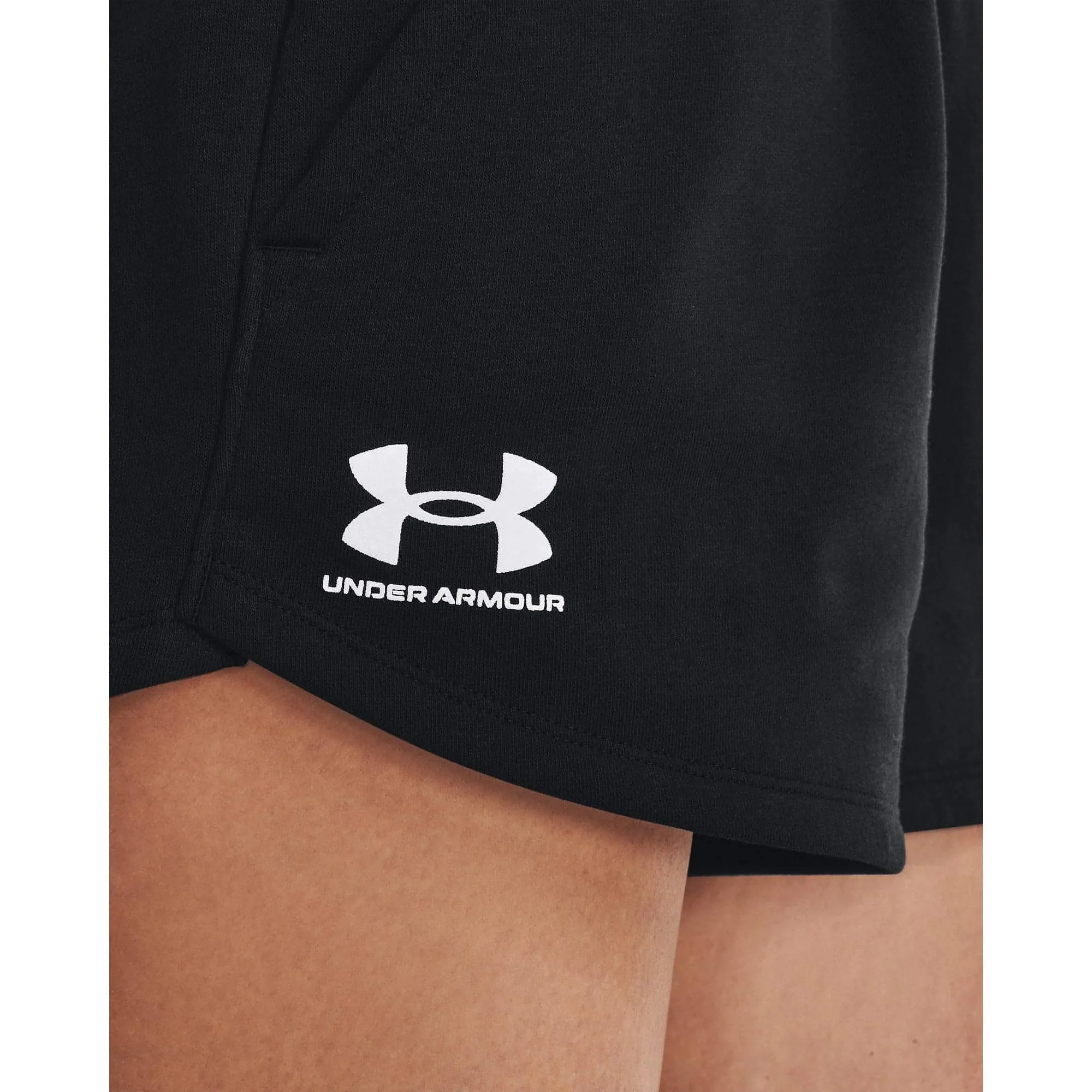 Under Armour Rival Womens Fleece Shorts - Black Breathable Mesh Panels