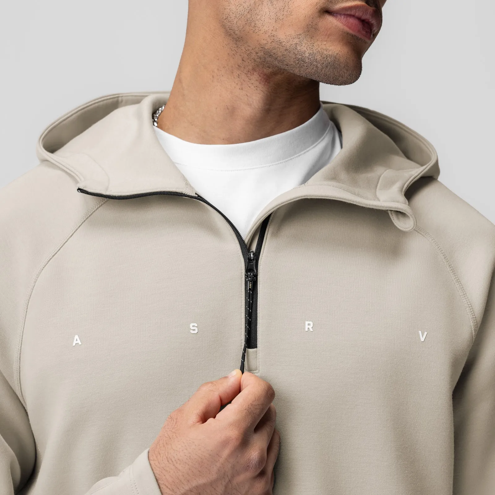 1023. Dri-Core? Zip Hoodie - Chai Stretch Blend Fabric Minimal Comfort