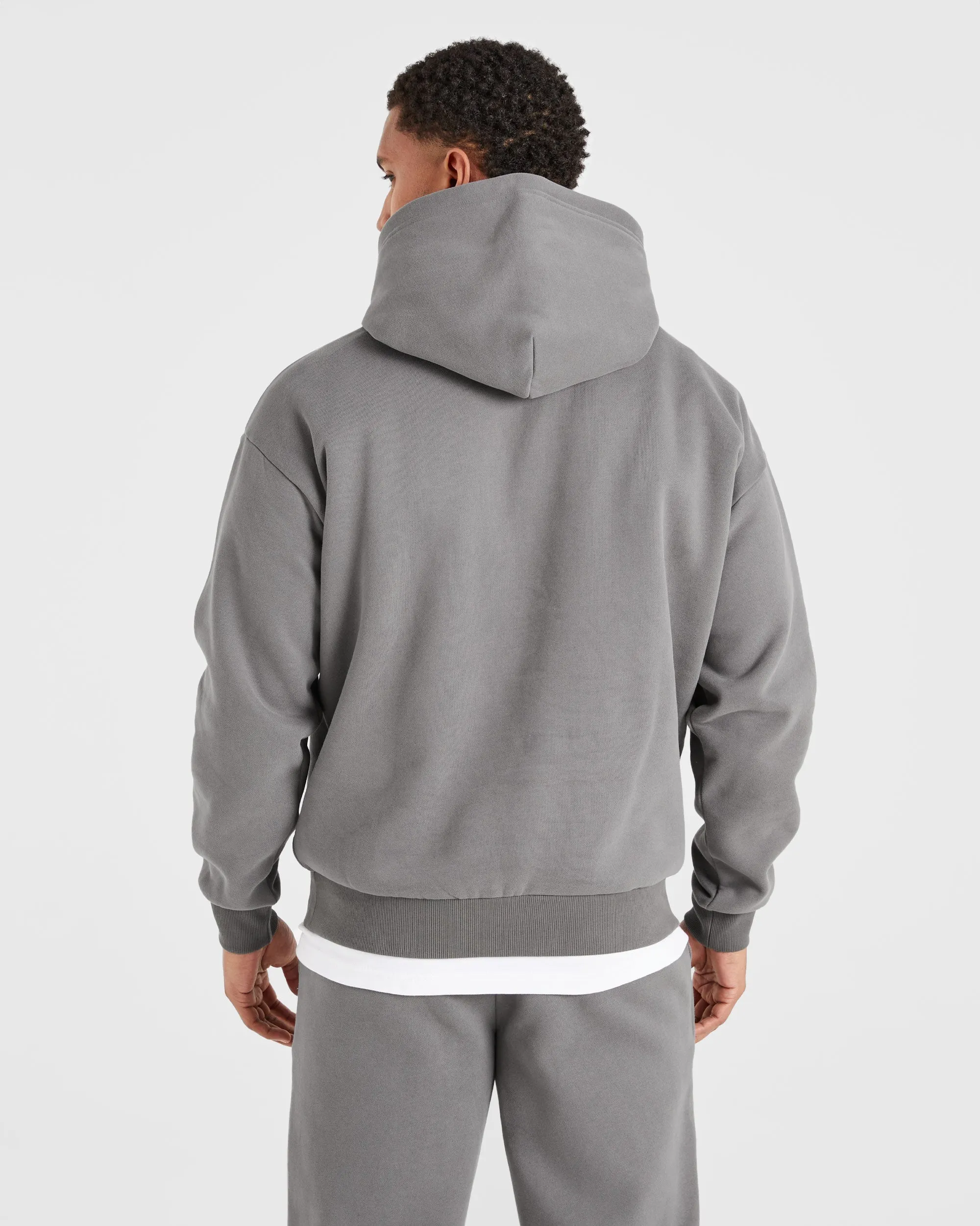 Etched Hoodie - Steel Grey Durable Zipper