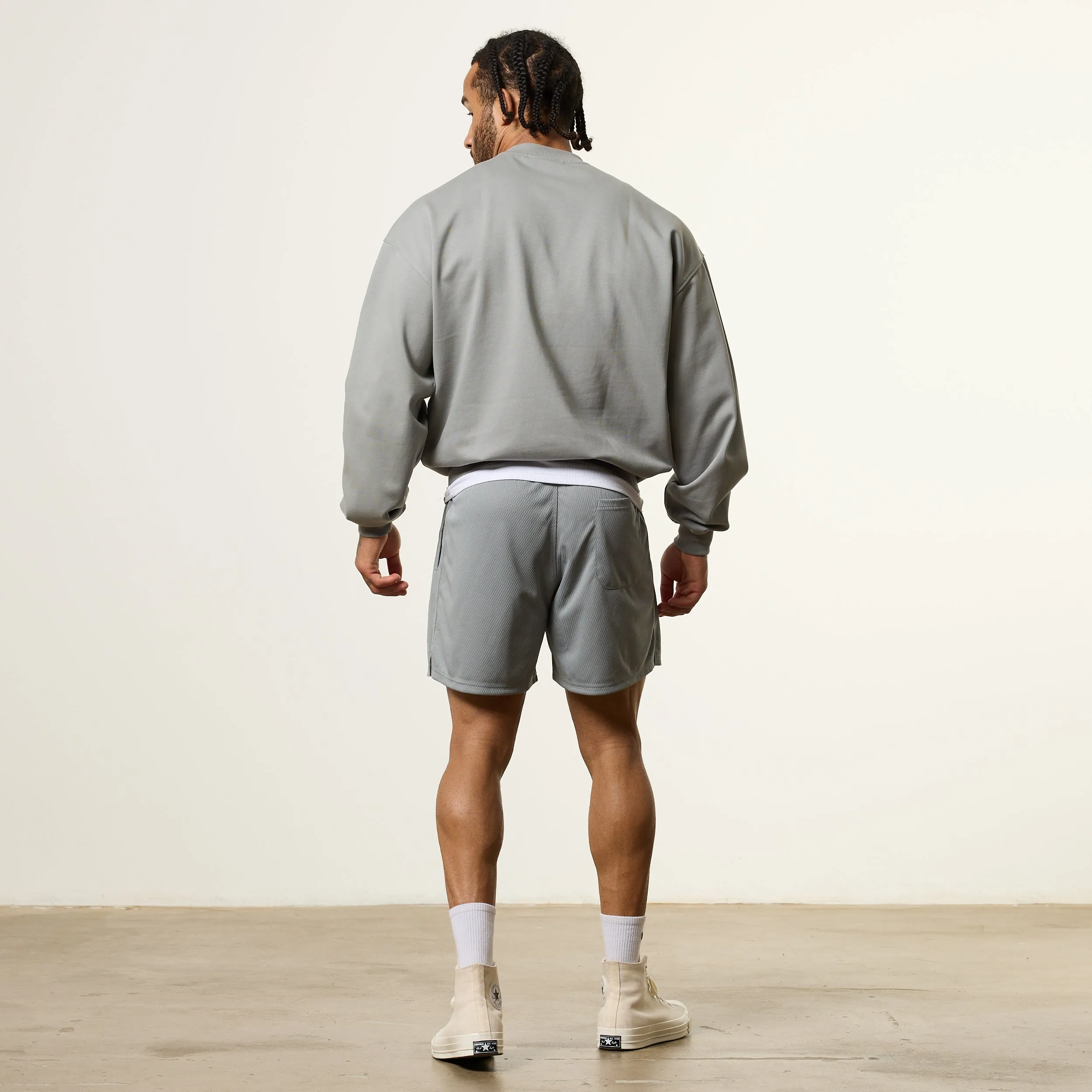 Cozy Motion Low Profile Design Vanquish Essential V2 Steel Grey Oversized Boxy Sweatshirt