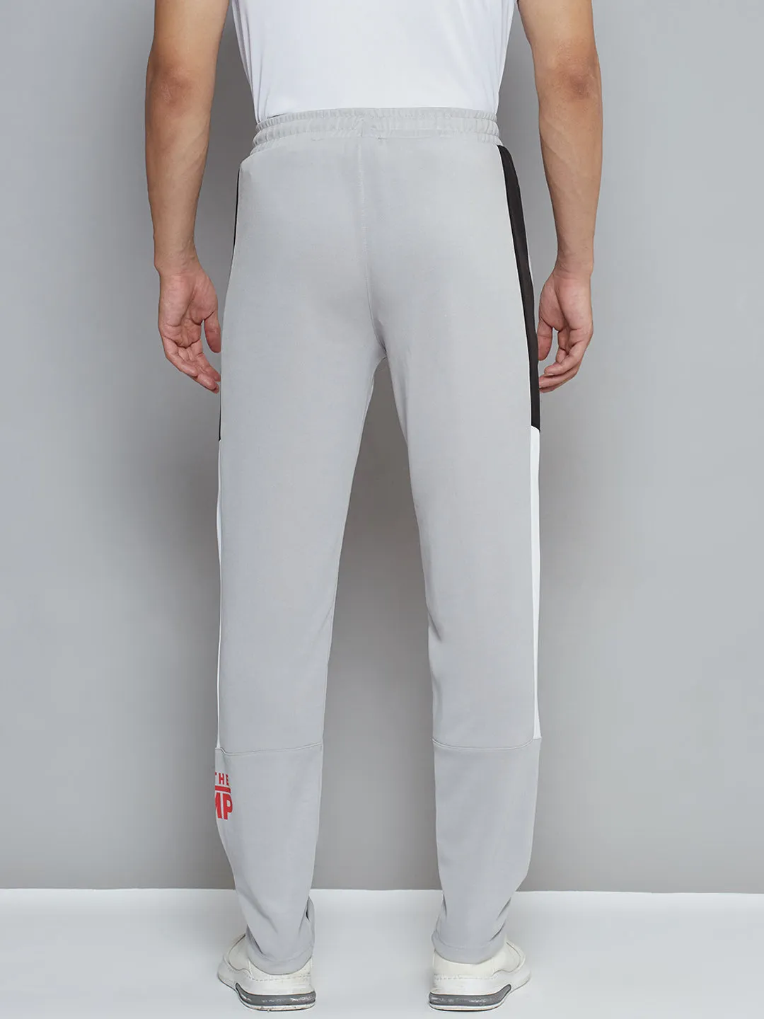 Alcis Men Grey Typography Print Slim Fit Running Track Pants Refined fit