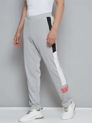 Alcis Men Grey Typography Print Slim Fit Running Track Pants Hidden pockets Weekend Style