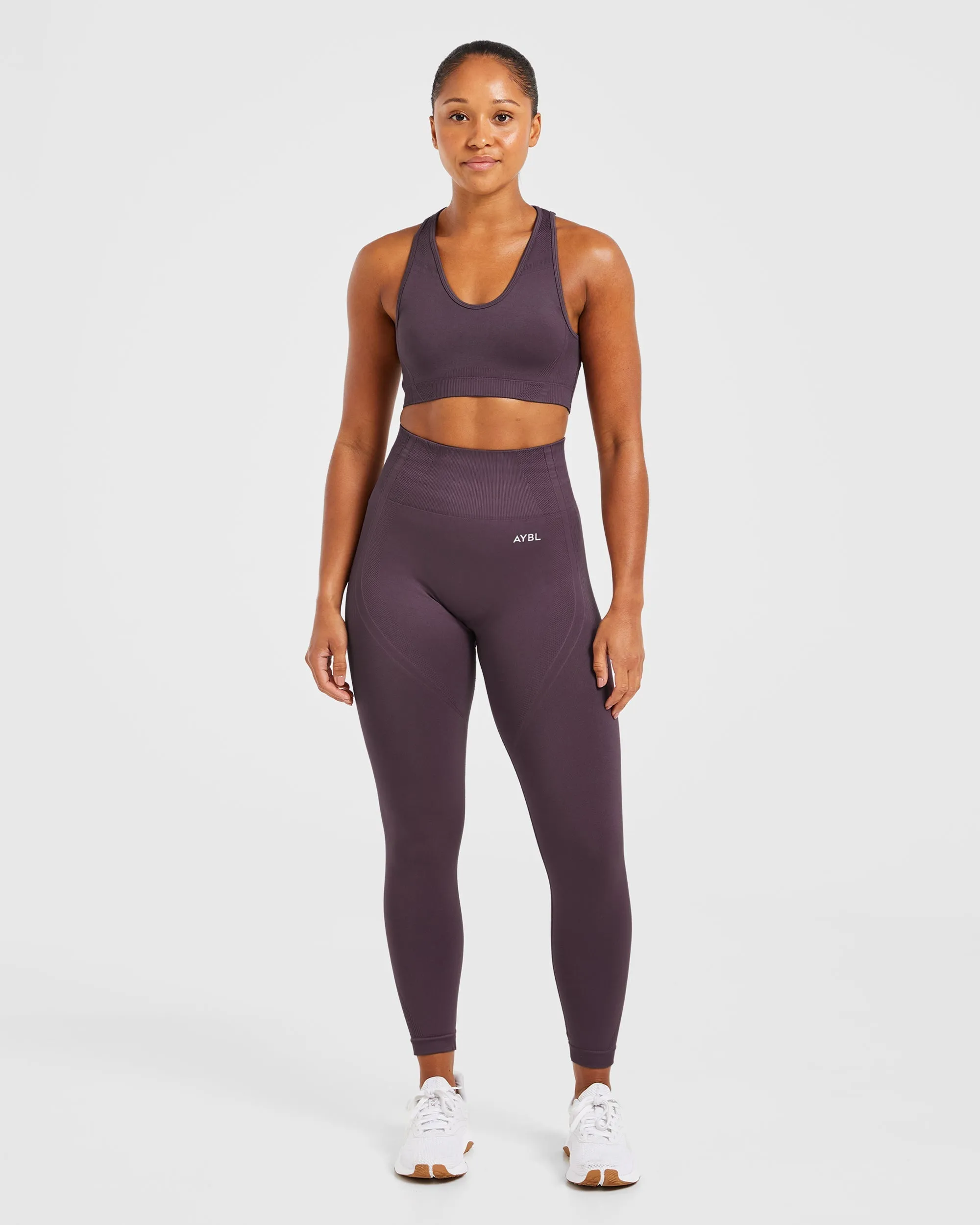 Zigzag stitching V-Neck Balance V3 Seamless Sports Bra - Purple