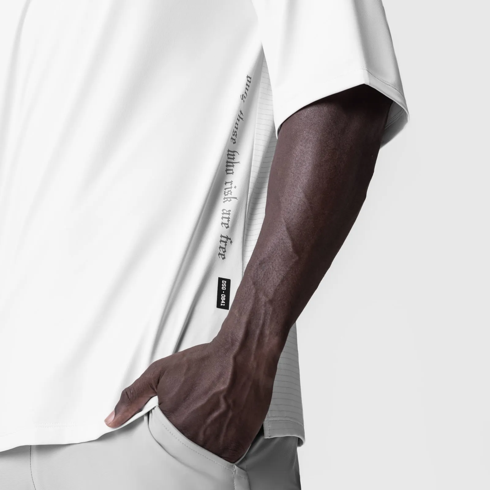 0841. 3D-Lite? 2.0 Lycra? 3/4-Sleeve Oversized Tee - White "OTWR" OekoTexCertified Soft Touch