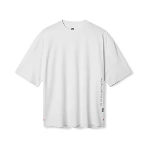 0841. 3D-Lite? 2.0 Lycra? 3/4-Sleeve Oversized Tee - White "OTWR" Polka Dot Pattern