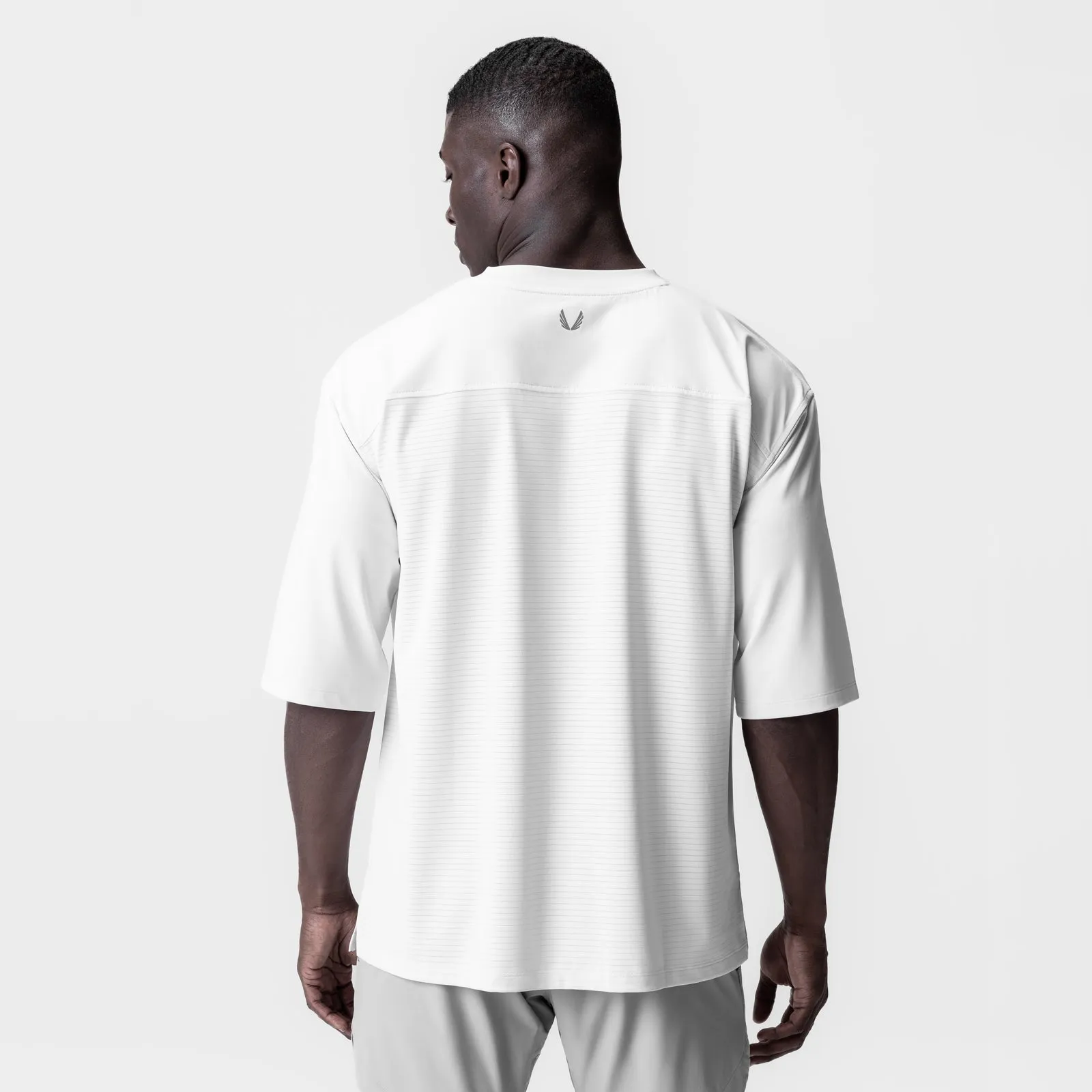 0841. 3D-Lite? 2.0 Lycra? 3/4-Sleeve Oversized Tee - White "OTWR" Floral freshness NoSideSeam
