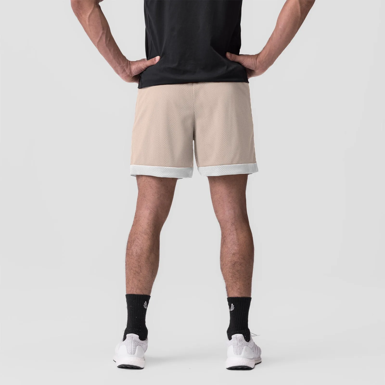 Zipper pockets surfing attire 0795. SilverPlus? Mesh Reversible Short - Beige/White
