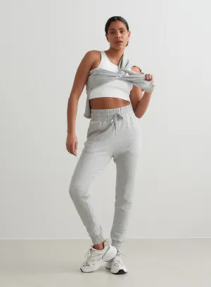 Light Grey Melange Comfy Modal Sweatpants Double Layered Hem Multipurpose Design