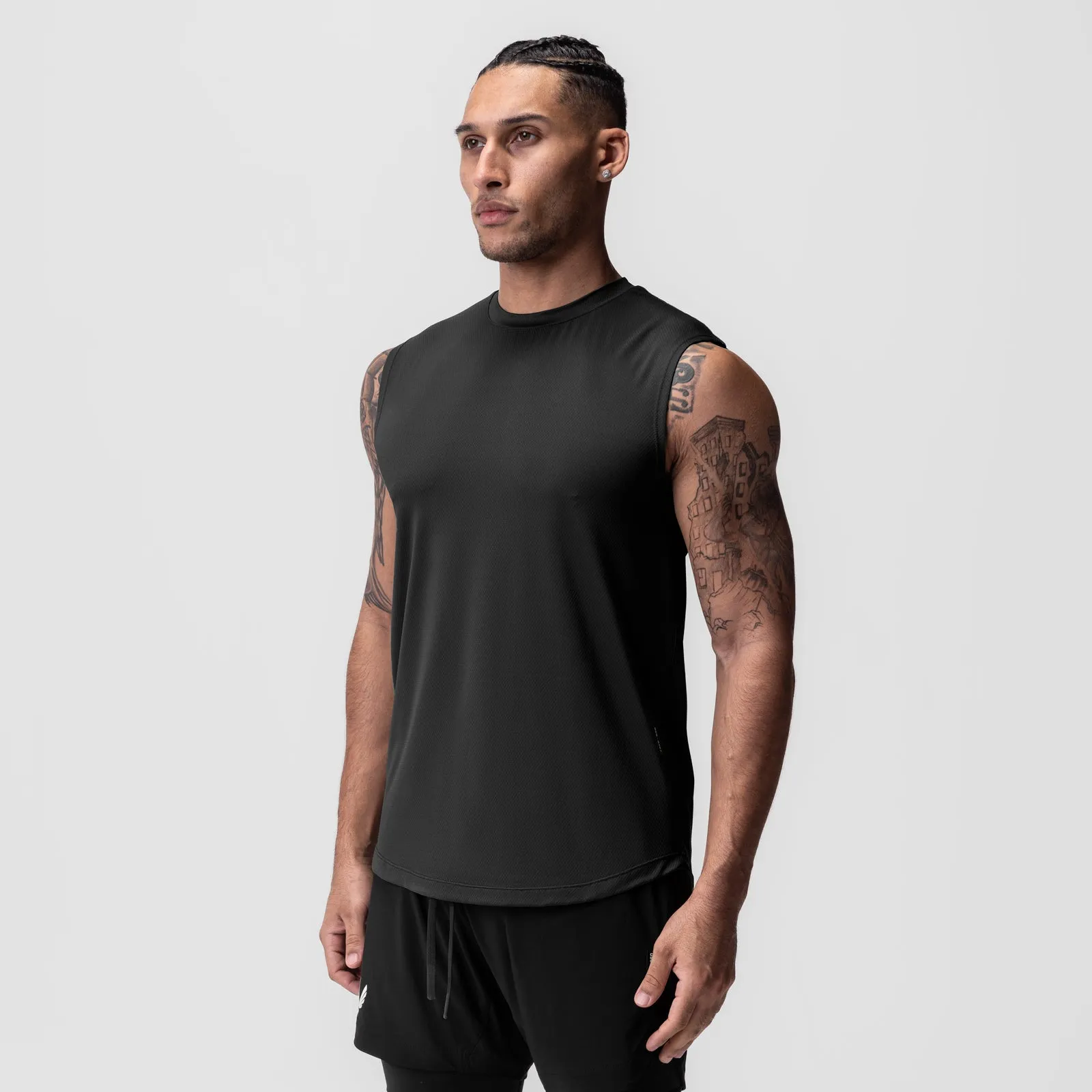 0757. AeroSilver? Cutoff Tank - Black Learning - effective Ventilated Back