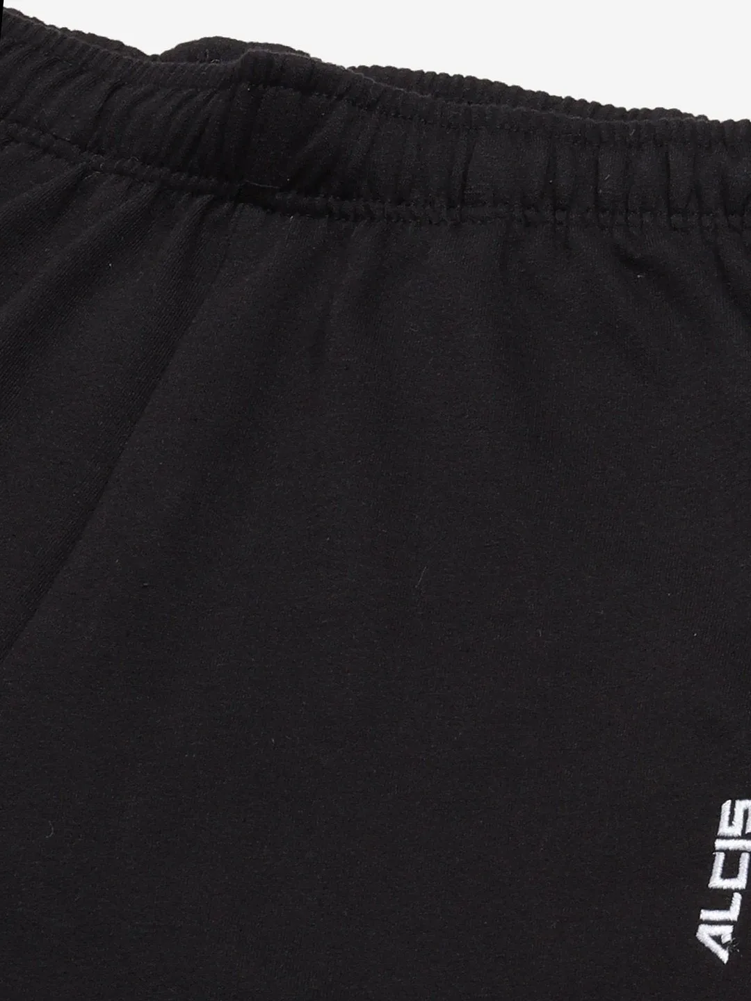 DoubleLayeredKnees Durable Seams Alcis Men Black Solid Slim Fit Mid-Rise Joggers