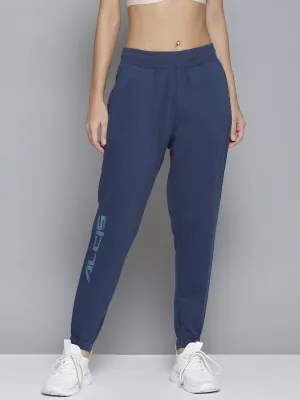 Alcis Women Blue Printed Slim-Fit Joggers Breathable Material Smooth Fabric