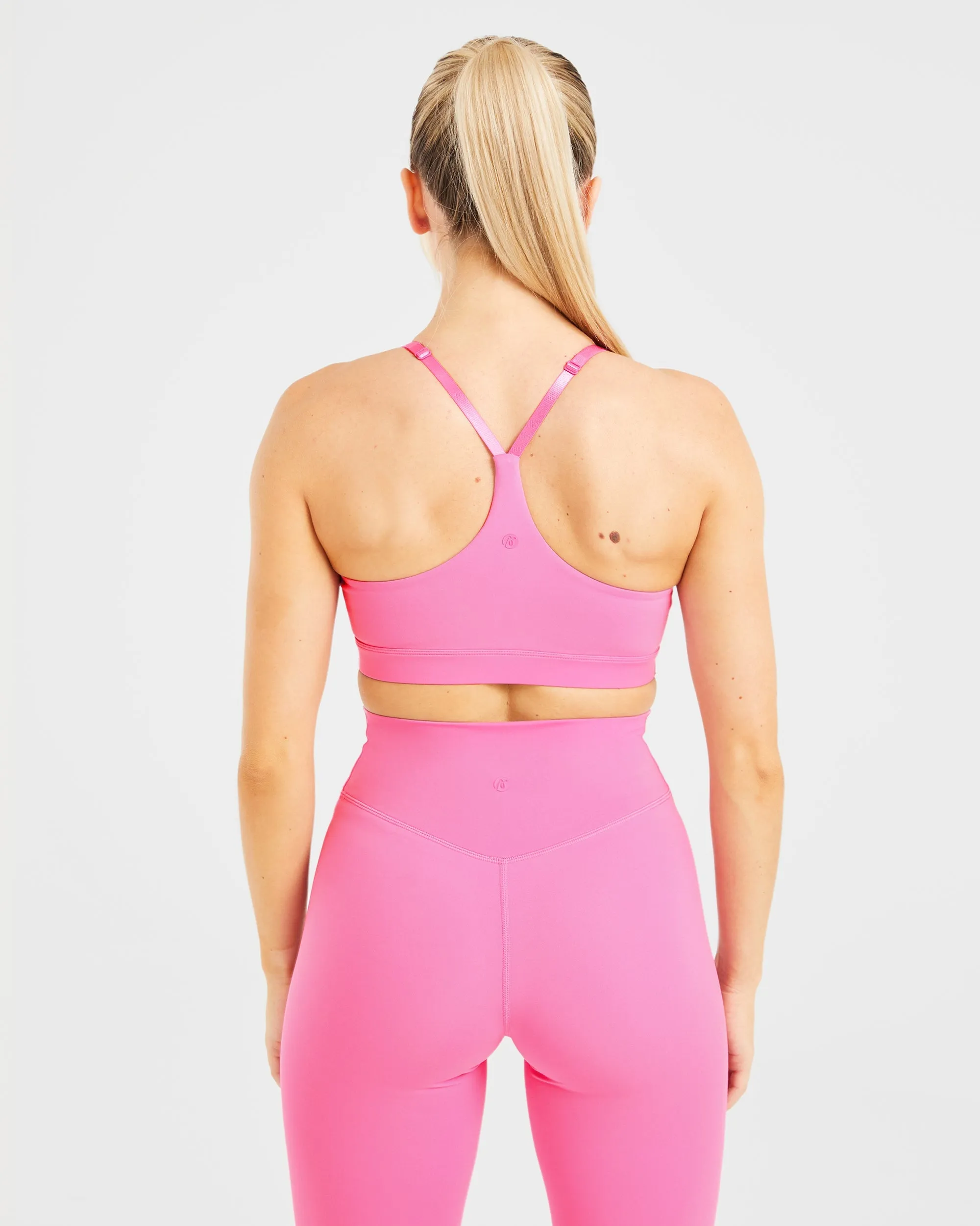 Staple Sports Bra - Summer Pink Striped activewear Open-back seams