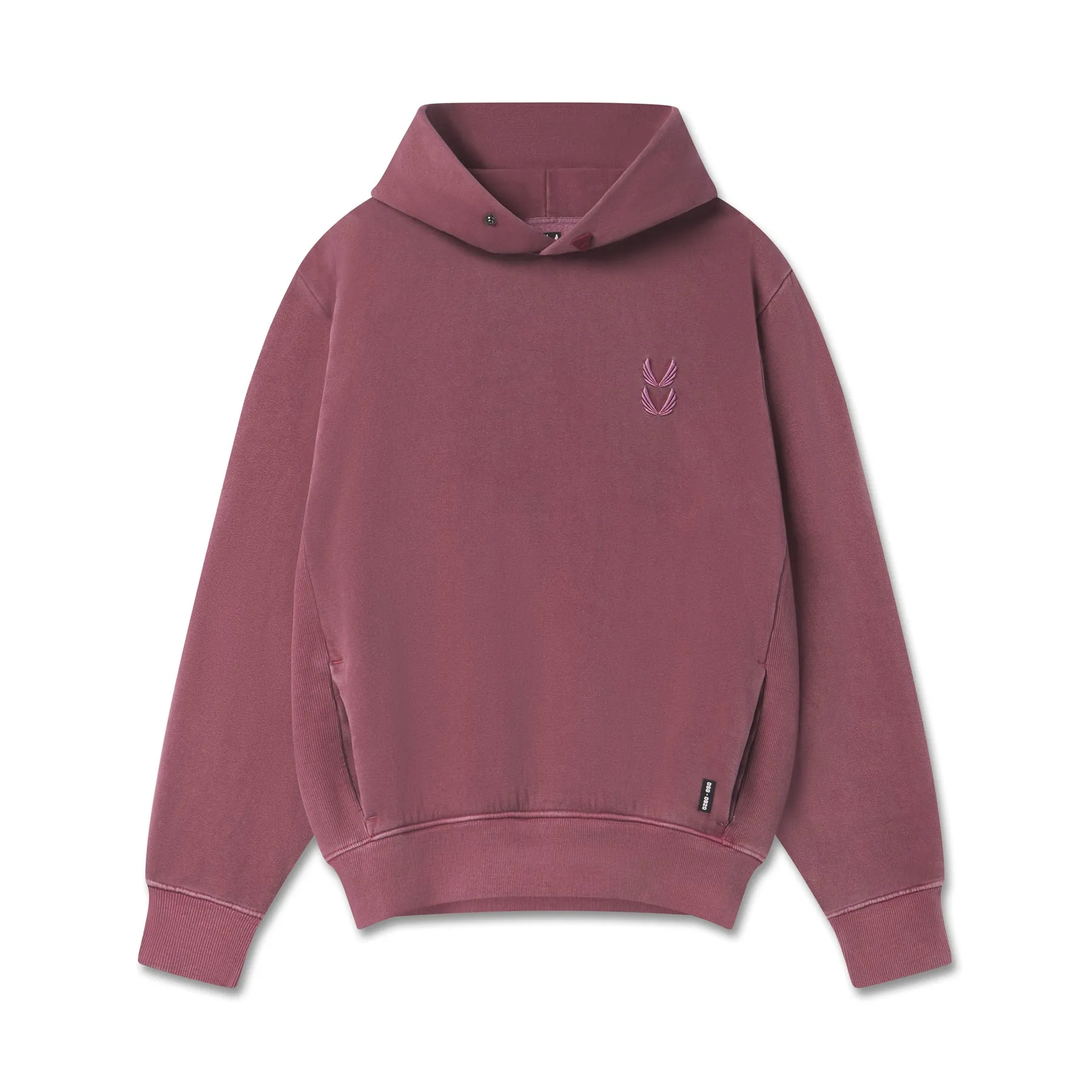 0920. Tech Essential? Distressed Hoodie - Faded Crimson Plush Feel
