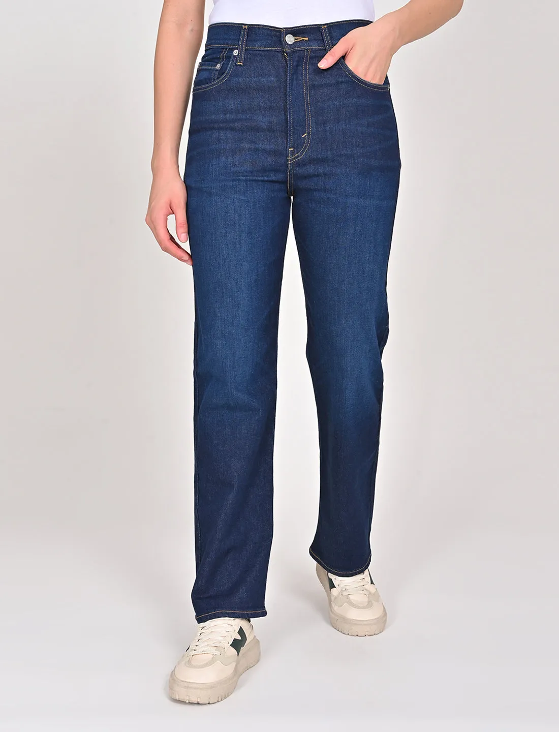 Unisex Wear Artist Vibe Women's Blue Ribcage Straight Fit High Rise Jeans