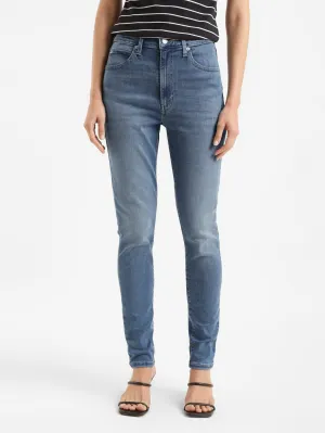 Women's Blue Skinny Fit High Rise Jeans Natural Style Trendy High Quality