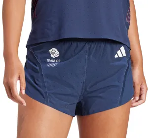 Flexible Fabric adidas Adizero Team GB Womens Split Running Shorts - Blue