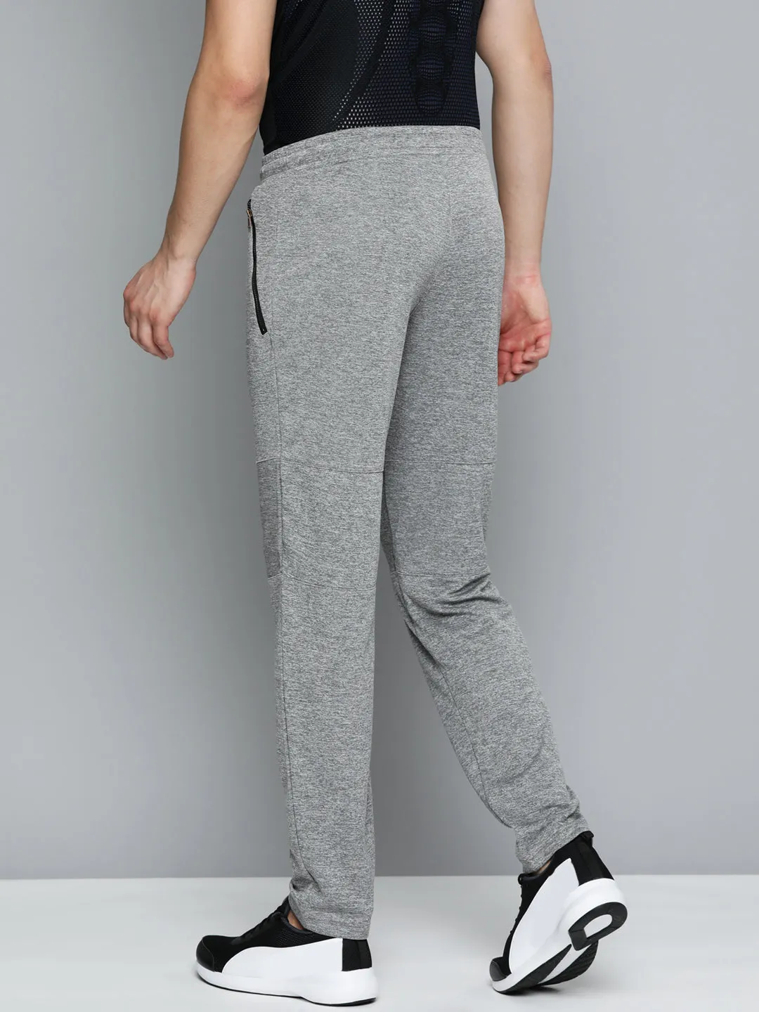 Alcis Men Grey Solid Slim Fit Track Pants SecureCargoPockets