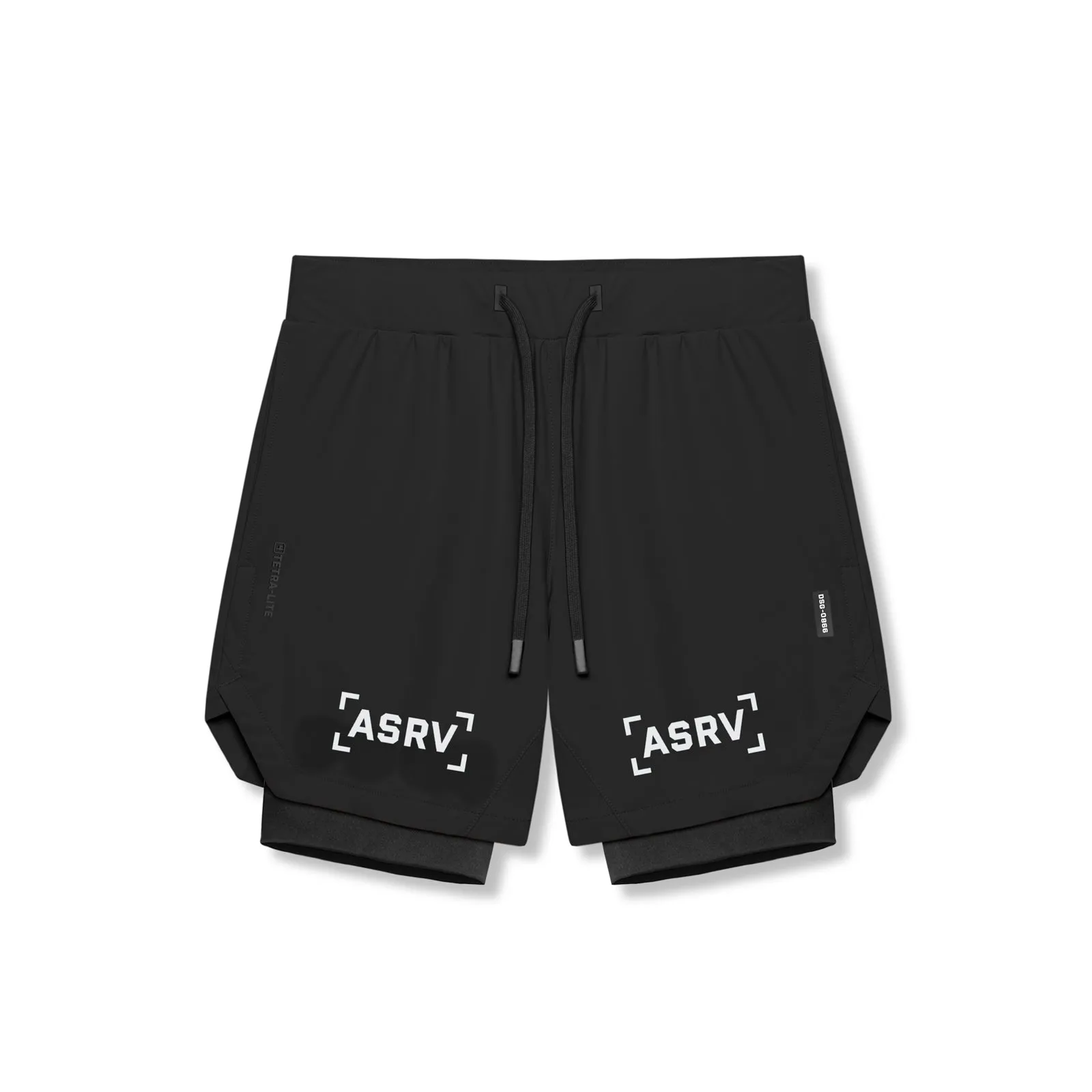 low waisted 0866. Tetra-Lite? 7" Liner Short - Black "White Bracket"/Black