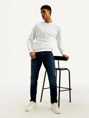 Casual Luxury Winter Warmth Men's 512 Blue Slim Tapered Fit Mid Rise Jeans