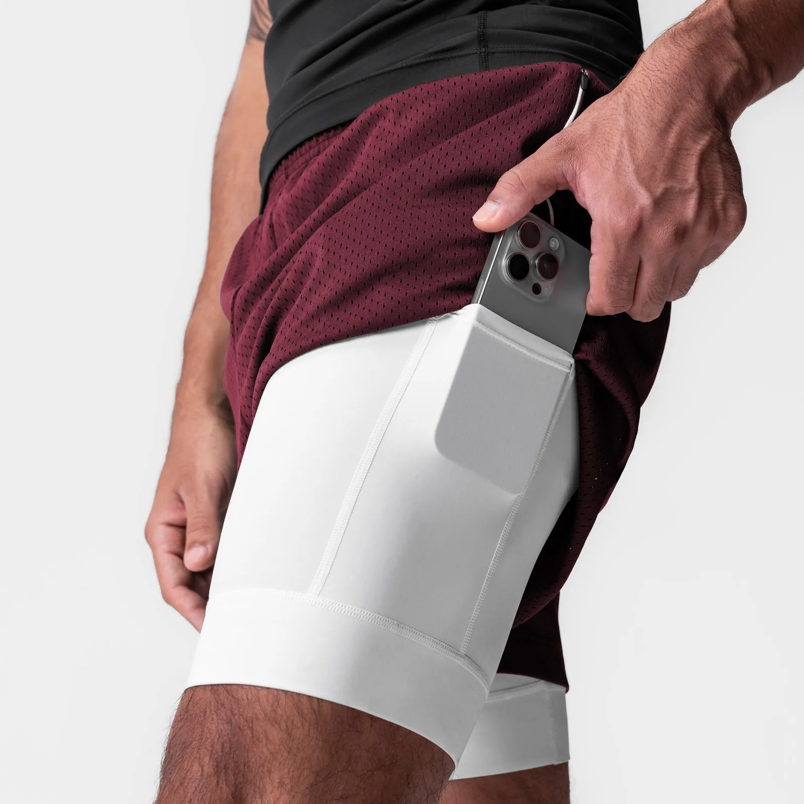 0991. Ion-Mesh 5" Liner Short - Crimson Travel Essential beach shorts