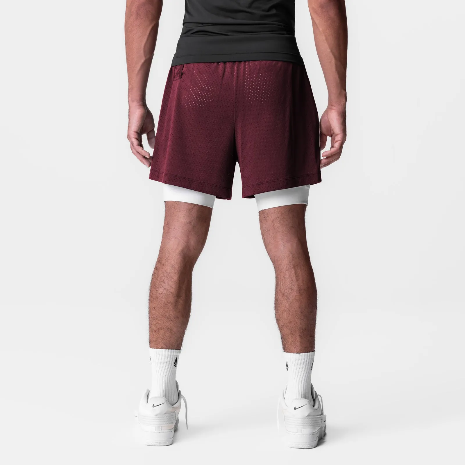 0991. Ion-Mesh 5" Liner Short - Crimson Wool blend